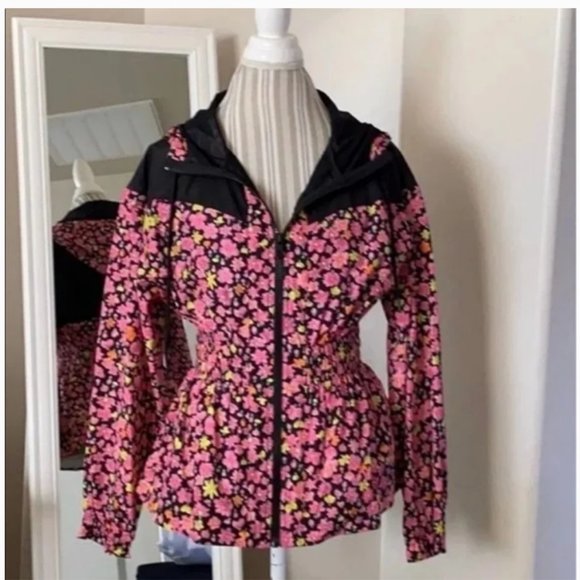kate spade athleisure marker pink floral anorak jacket size small nwt - Picture 6 of 8